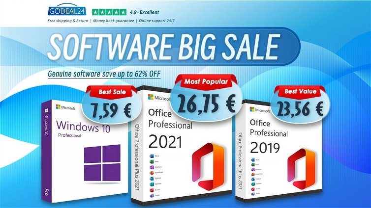 Immagine di Microsoft Office 2021, Windows 11 e 10 su GoDeal24, a partire da 7€