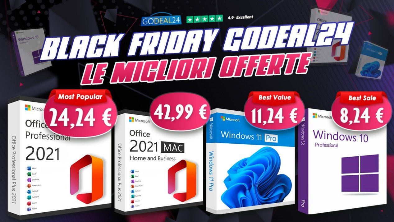 Immagine di Office 2021 a vita e Windows 10 a partire da 6€ per il Black Friday di GoDeal24! Il prezzo più basso dell'anno!