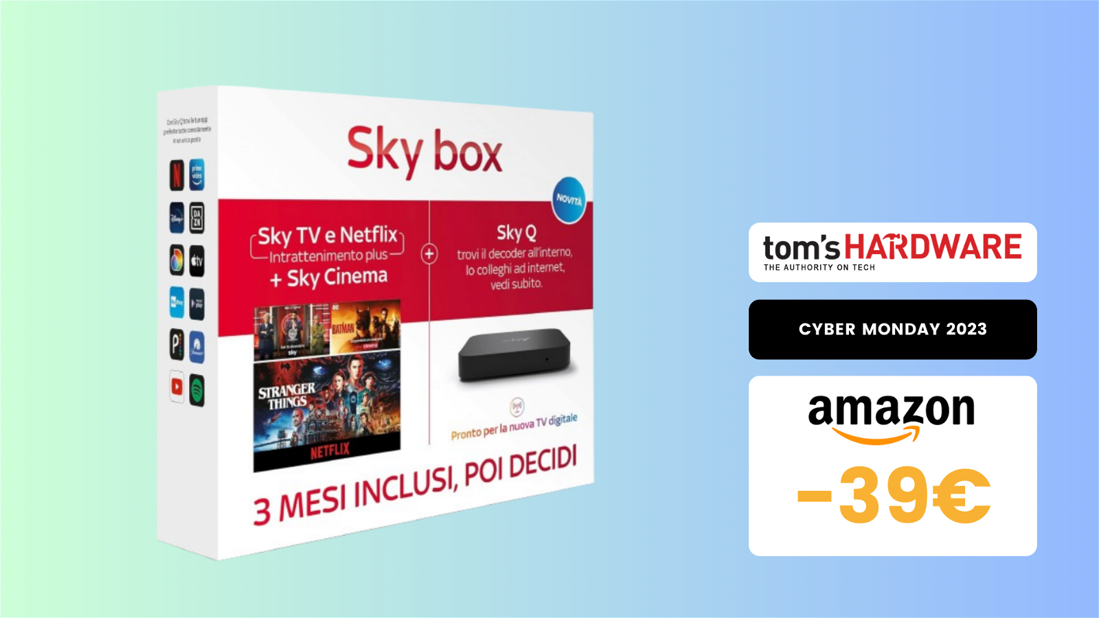 Immagine di Solo 21€ e avete Sky TV e Netflix + Sky Cinema e Decoder Sky Q incluso!