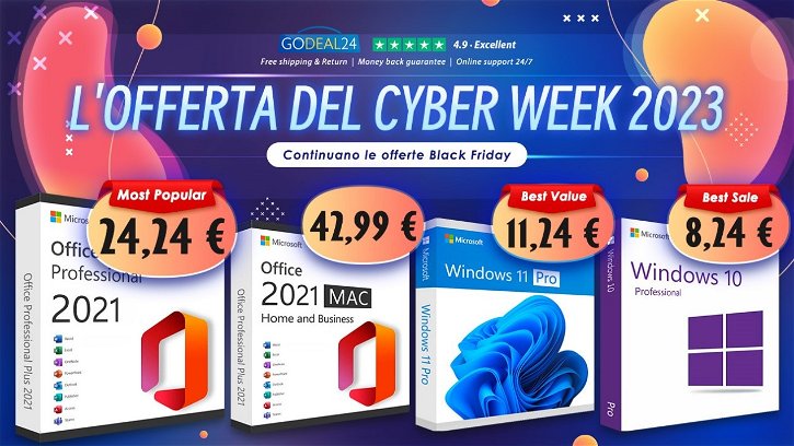 Immagine di Cyber Week 2023: Microsoft Office e Windows 11 Pro a partire da 9€