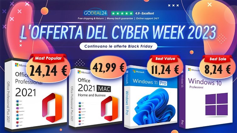 Immagine di Cyber Week 2023: Microsoft Office e Windows 11 Pro a partire da 9€