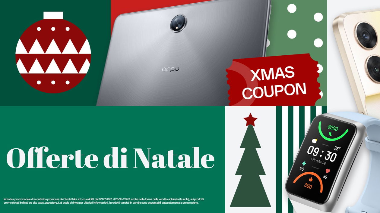 Immagine di Oppo illumina il Natale, offerte lampo a partire da 1,99€ e sconti per tutti