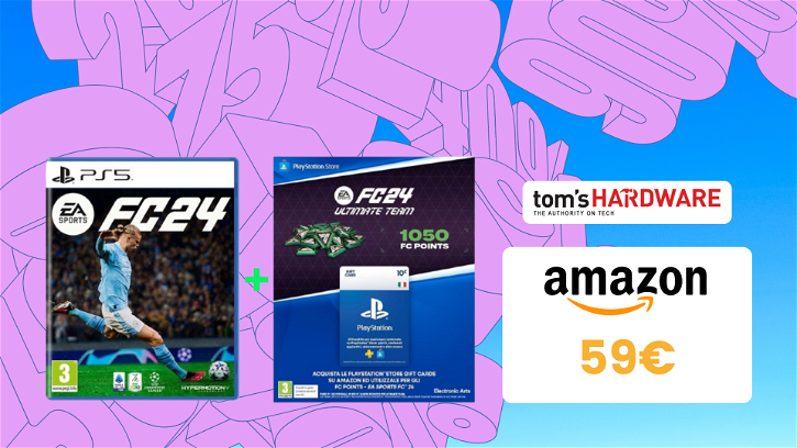 Immagine di Acquista EA SPORTS FC 24 su Amazon, lo paghi a prezzo scontato e ricevi una gift card PSN da 10€!