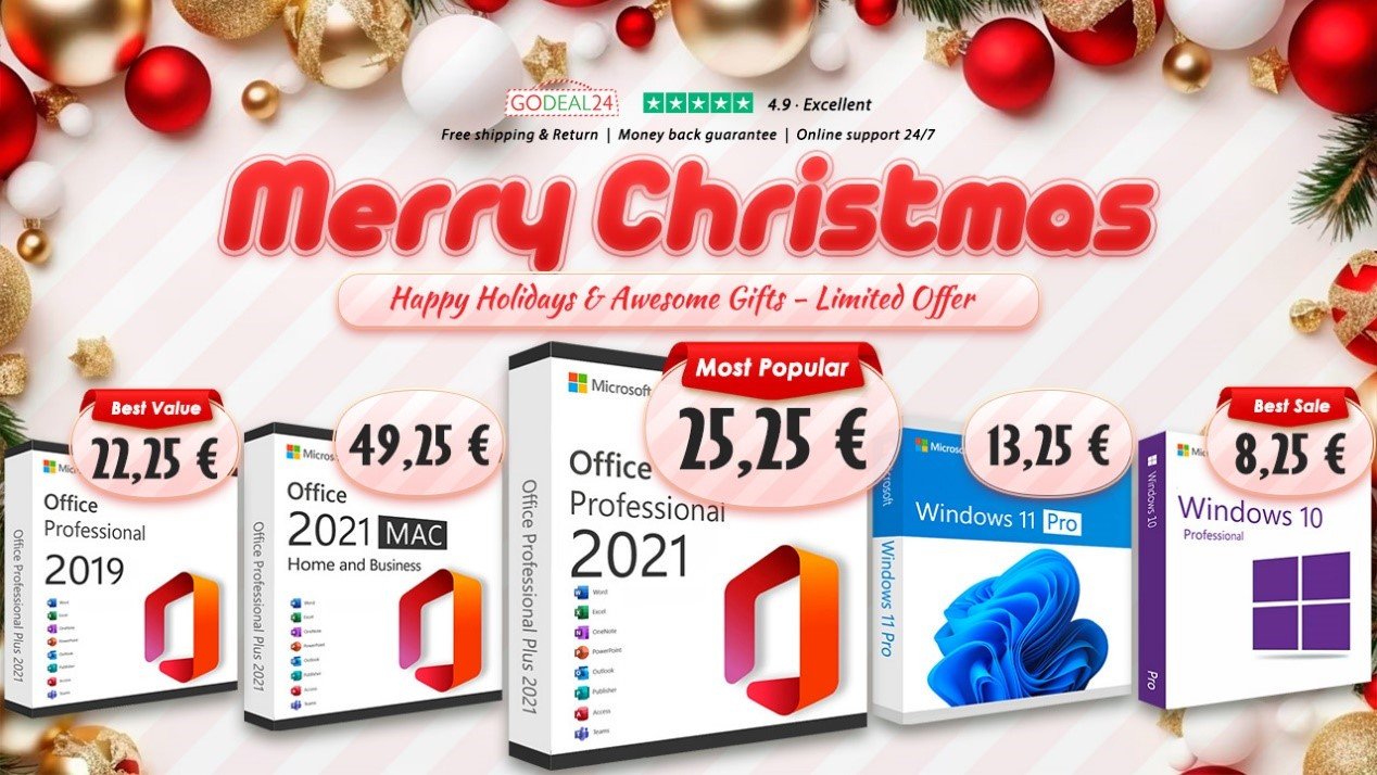 Immagine di Natale GoDeal24, Windows 11 Pro a vita a 10€ e Office 2021 a 15€