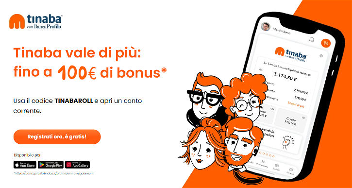 Immagine di Tinaba: 100€ di bonus con l'apertura di un nuovo conto con questo coupon