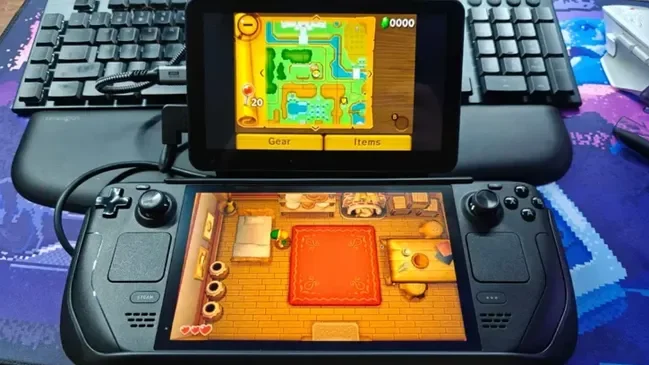 Immagine di Steam Deck con doppio schermo, un Nintendo DS sotto steroidi