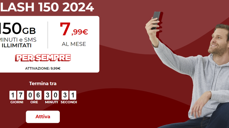 Immagine di Con Iliad Flash 150 2024, 150GB vi costano MENO di 8€ al mese!