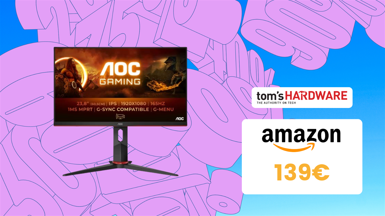 Immagine di Questo ottimo monitor AOC 24" 165 Hz può essere vostro a MENO DI 140€!