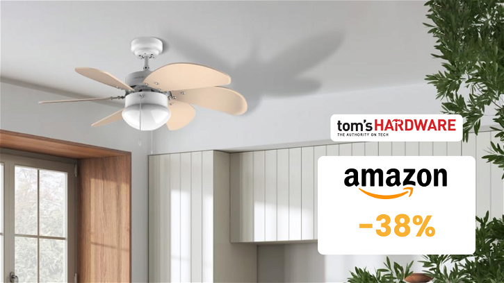 Immagine di COMODISSIMO ventilatore da soffitto con lampada a soli 38€! MINIMO STORICO!
