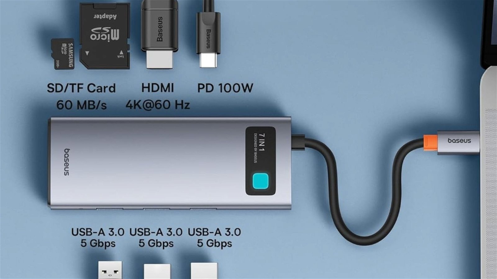 Immagine di Meno di 20€ per ottenere un HUB USB Baseus da 100W