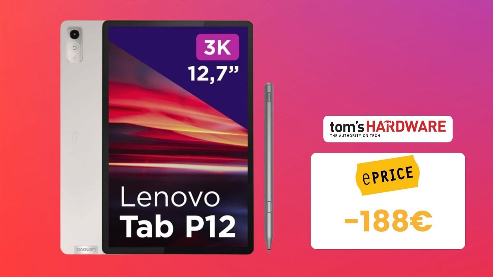 Immagine di Lenovo Tab P12: ePrice sfida tutti proponendolo a soli 311€