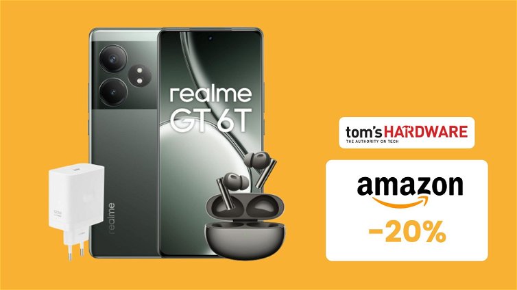 Immagine di Realme GT 6T in bundle su Amazon: caricatore da 120W e auricolari inclusi
