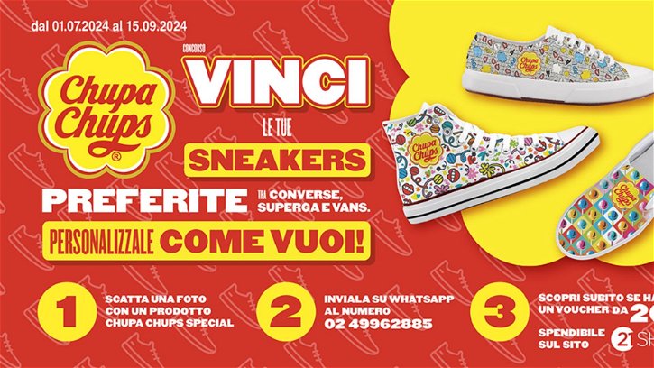 Immagine di Vinci con Chupa Chups! In regalo sneaker Converse e Vans PERSONALIZZATE!
