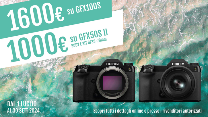Immagine di FUJIFILM: fino a 1.600€ di sconto in cassa su GFX100S e GFX50S II