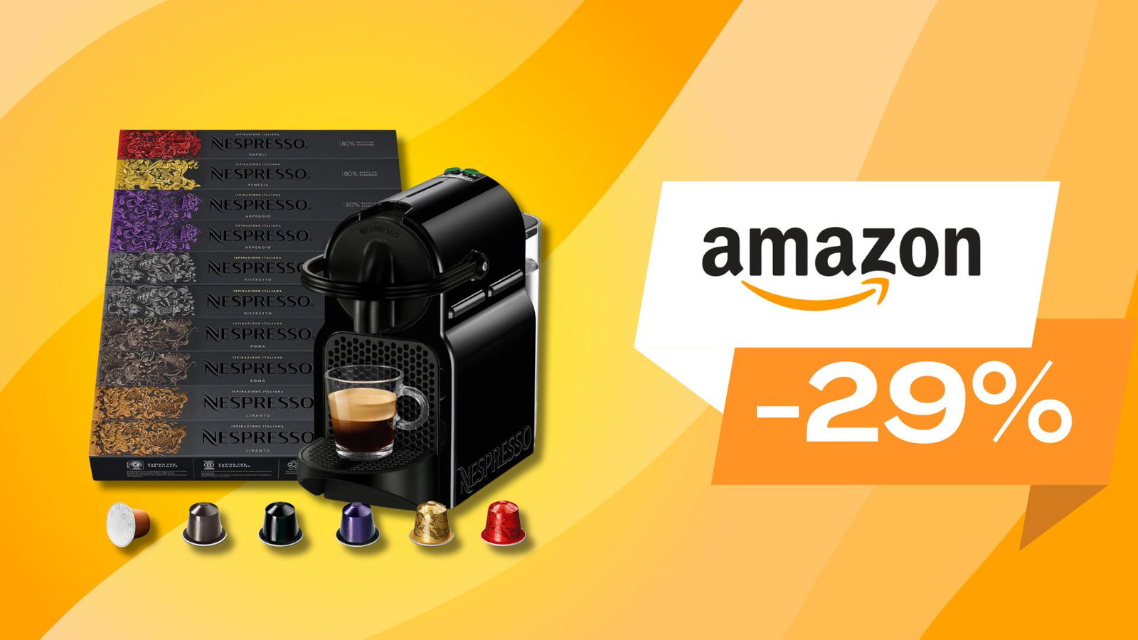 Immagine di Macchina Nespresso Inissia + 100 capsule selezione Ispirazione a un prezzo SHOCK! (-29%)