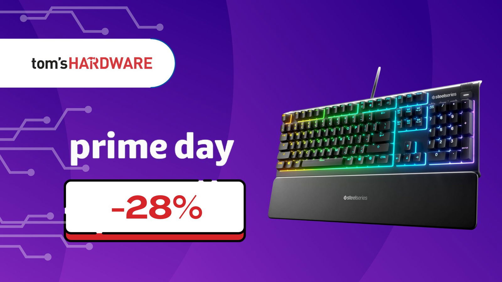 Immagine di Confortevole e BELLISSIMA: tastiera da gaming SteelSeries Apex 3 a un PREZZO ASSURDO! (-28%)