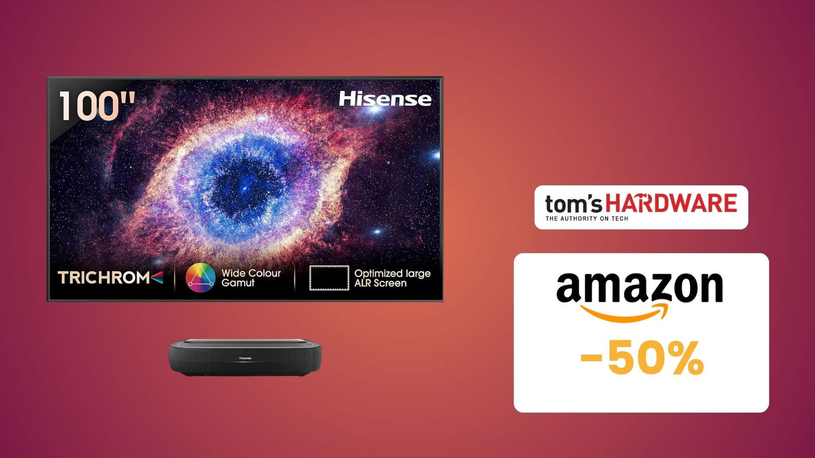 Immagine di Oggi questa COLOSSALE Smart TV laser Hisense da 100" COSTA LA METÀ! (-50%)