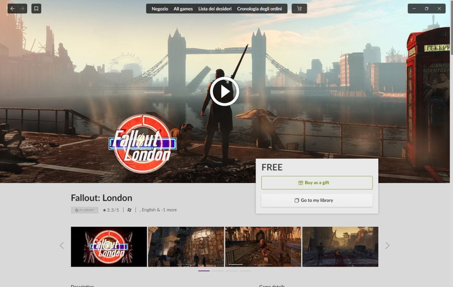 Fallout London come installare su GOG/Steam