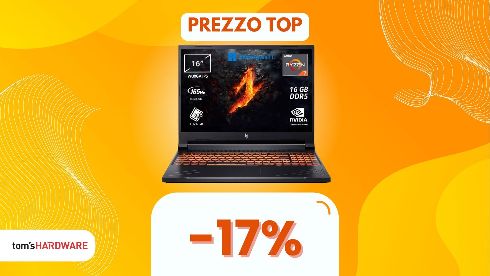 Immagine di Gioca al top ovunque con questo Acer Nitro V: RTX 4060 e Ryzen 7 a prezzo SHOCK!