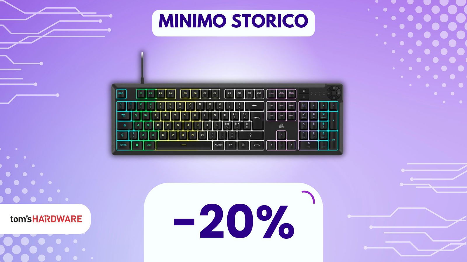 Immagine di SOLO 40€ per rivoluzionare la vostra postazione con questa tastiera Corsair!