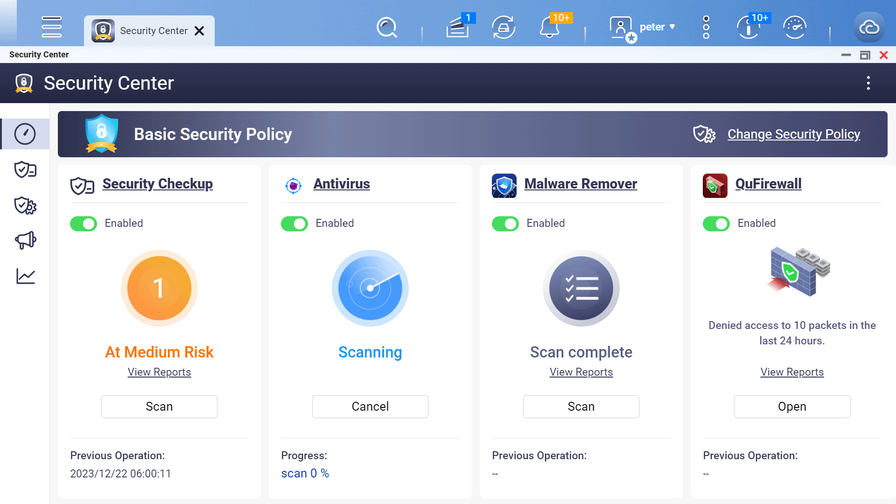 Secuirty Center NAS QNAP