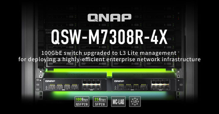 Immagine di QNAP aggiorna lo switch 100GbE con gestione L3 Lite