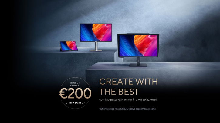 Immagine di Monitor Asus ProArt: cashback fino a 200€, ottima occasione per i creatori di contenuti