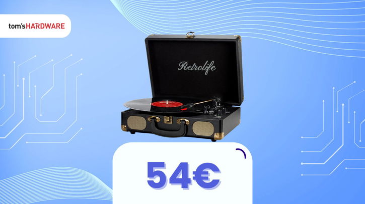 Immagine di Un giradischi vintage con audio integrato: niente casse extra e prezzo di 54€