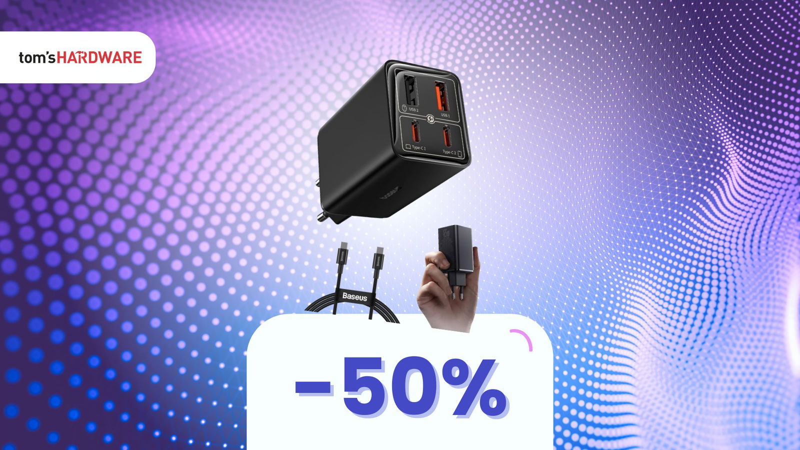 Immagine di Caricatore definitivo: 65W perfetti, 4 porte USB e 50% di sconto