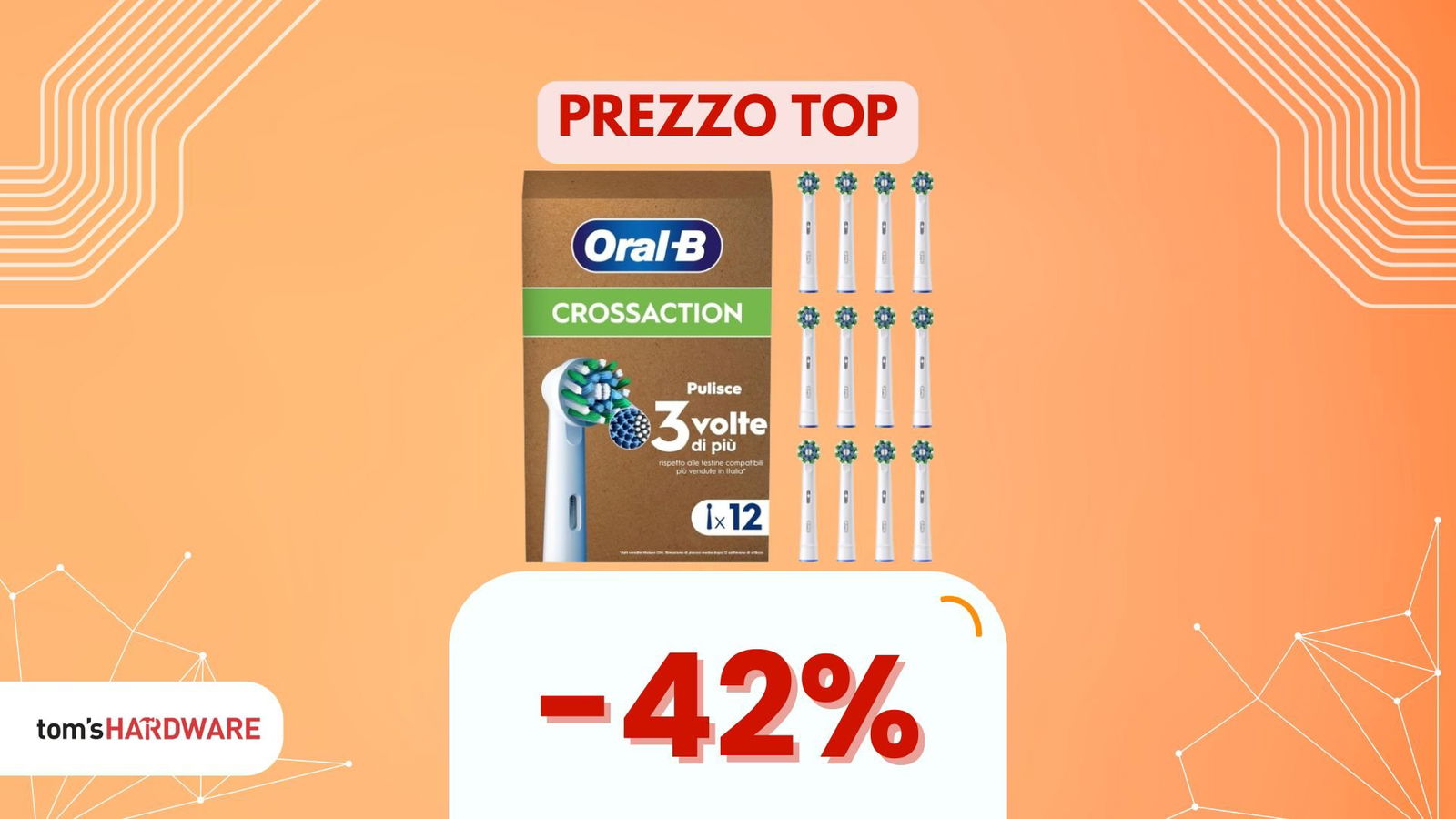 Immagine di Testine Oral-B con setole a X: 12 pezzi al miglior prezzo, solo 27€