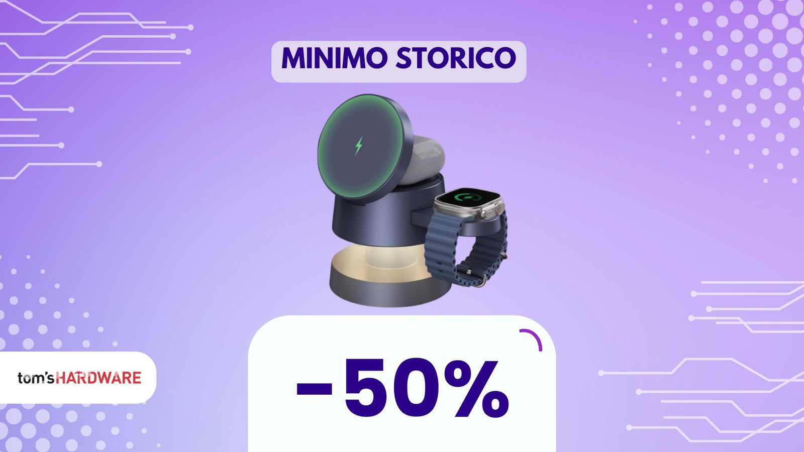 Immagine di Un solo caricatore per iPhone, Watch e AirPods. Approfitta dello sconto del 50%