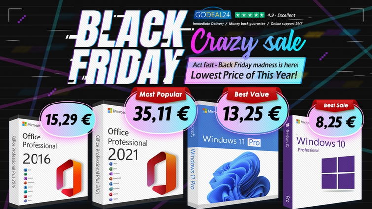 Immagine di Black Friday 2024: Office a vita da 15€ e Windows 11 da 10€