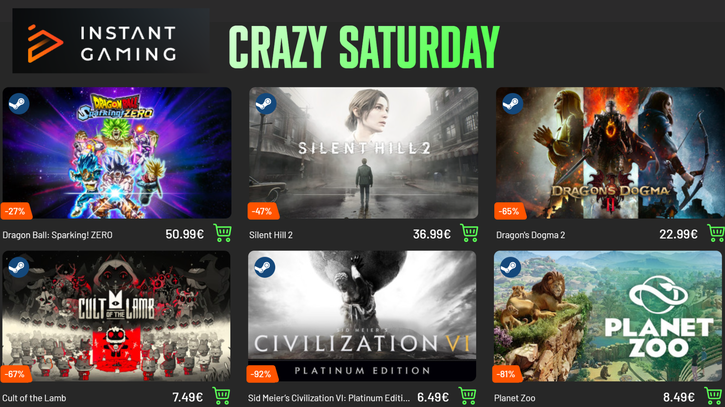 Immagine di Il Black Friday non è finito su Instant Gaming: sconti fino al 92% con il Crazy Saturday!