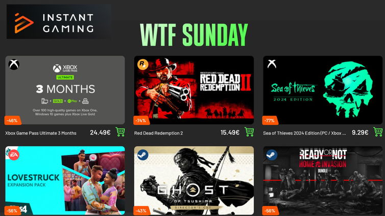 Immagine di WTF Sunday: sconti FOLLI su Instant Gaming per questa domenica!