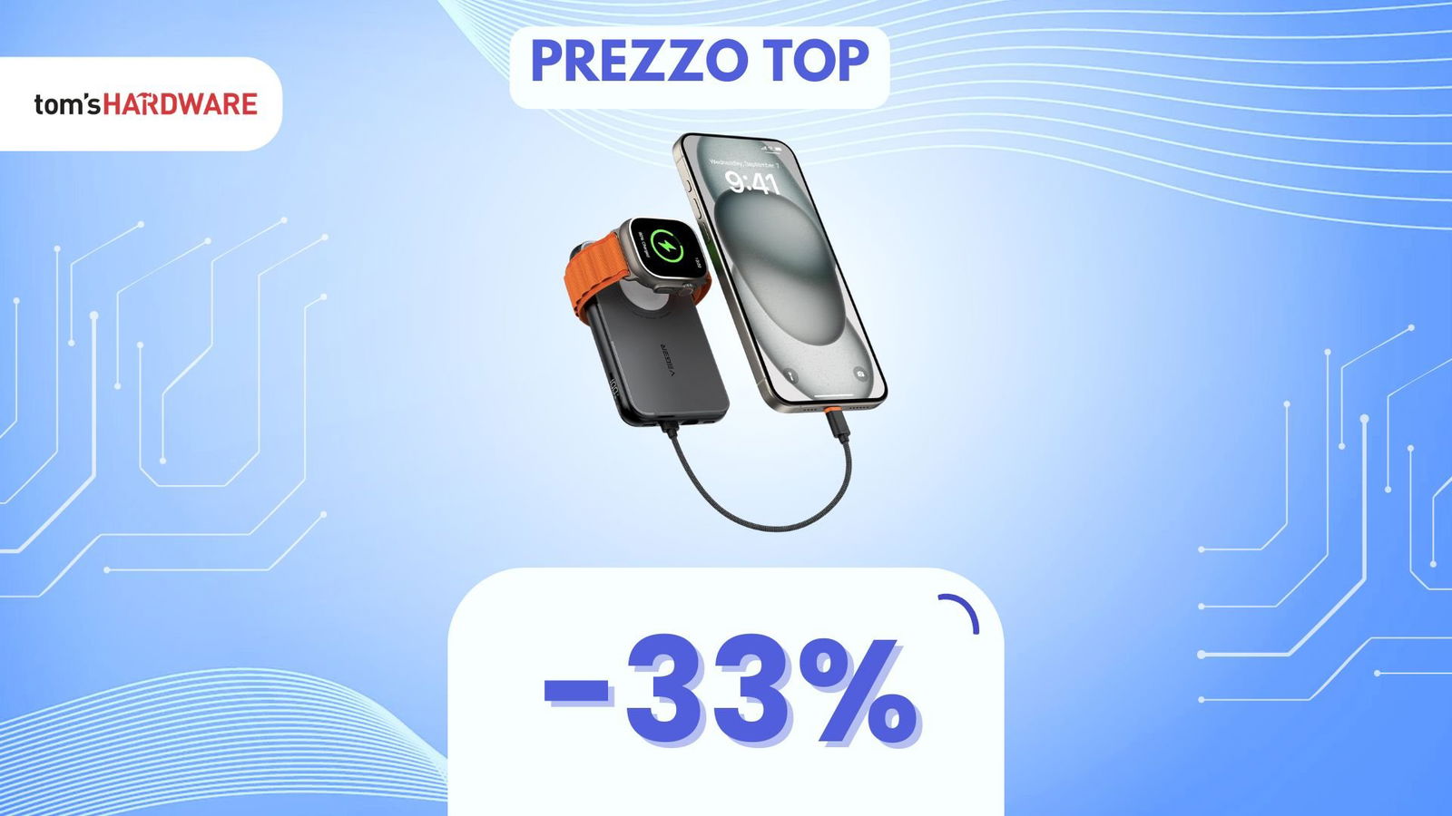 Immagine di Questo powerbank ricarica iPhone ed Apple Watch, ma non devi portarti il cavo! (-33%)