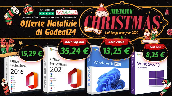 Immagine di Regali di Natale: Office a vita per 15€ e Windows 11 Pro a 10€