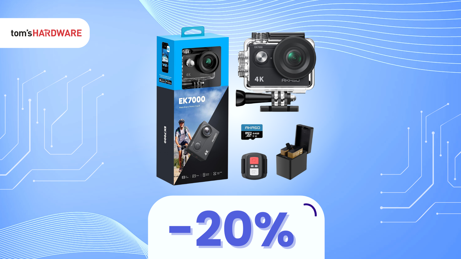 Immagine di Action cam AKASO EK7000 a SOLO 64€! (20%)