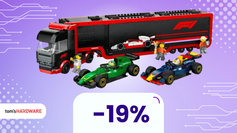 Immagine di Autotrasportatore F1 LEGO a 79€: camion, auto e piloti tutto in un set!