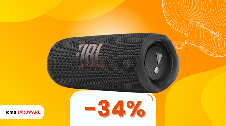 Immagine di Speaker JBL Flip 6 a 100€: 12h di autonomia per un suono potente!