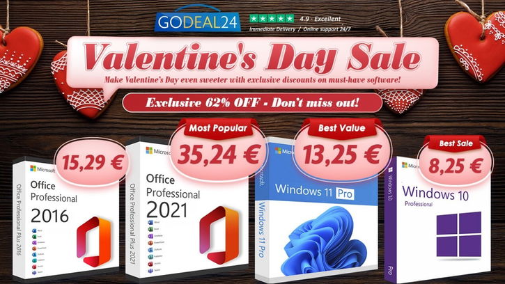 Immagine di San Valentino con Office 2021 e Windows 11, a partire da soli 10€