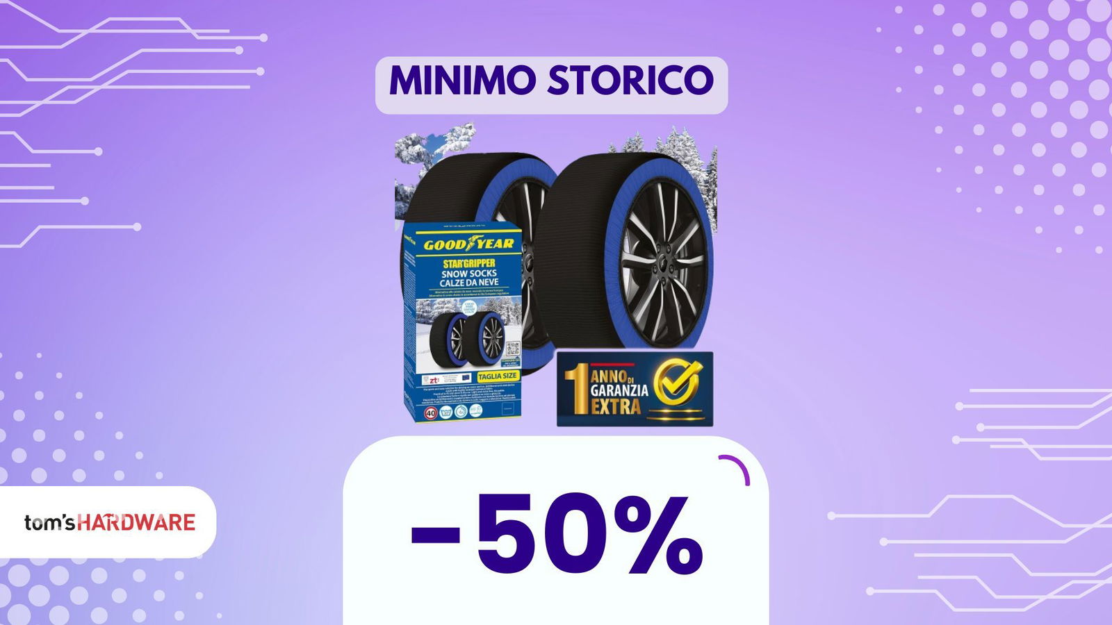 Immagine di Sconto del 50% sulle calze da neve Goodyear: cammina senza rischi sulla neve