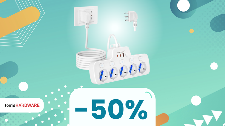 Immagine di 50% di SCONTO su questa ciabatta multipresa con USB: potenza e sicurezza a META' PREZZO!