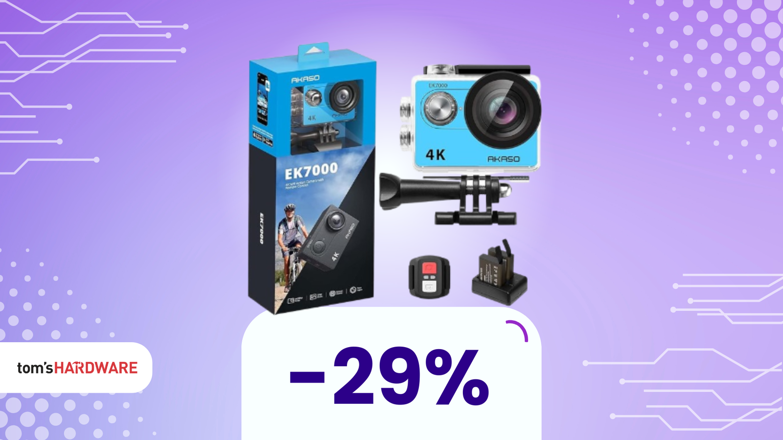 Immagine di Action cam Akaso a soli 57€: impermeabilità e accessori inclusi!