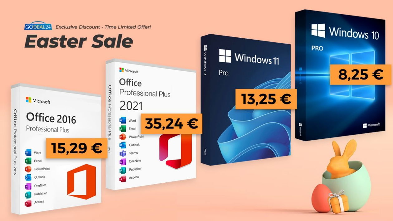 Immagine di Pasqua con Office 2021 e Windows 11 a vita a partire da 10€