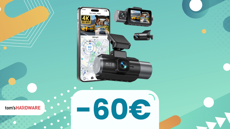 Immagine di GKU Dash Cam Auto Tripla Telecamera 4K: -50€ su Amazon!