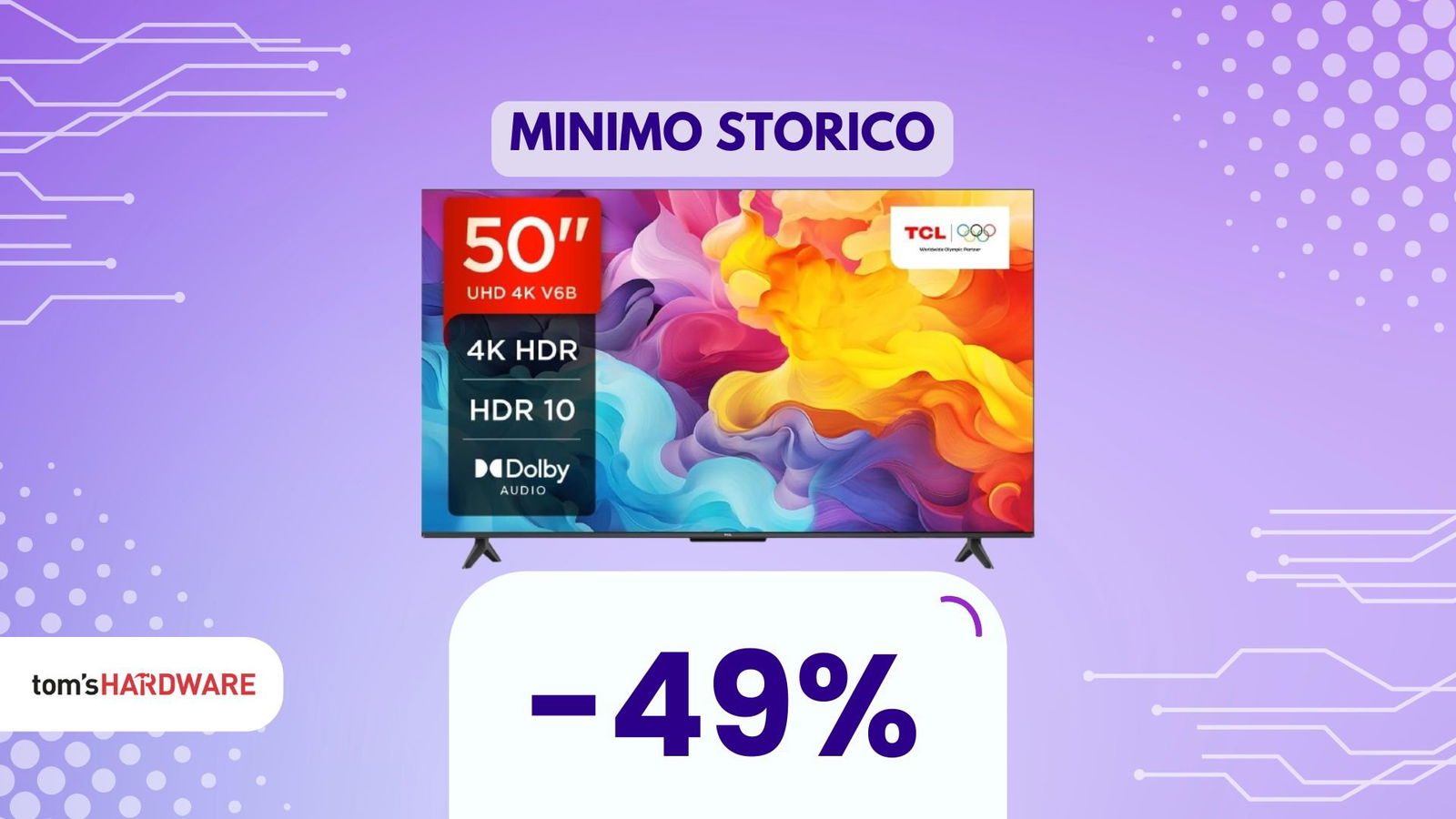 Immagine di Pazzesco! TV 50" 4K a 228€, meno di una 43"