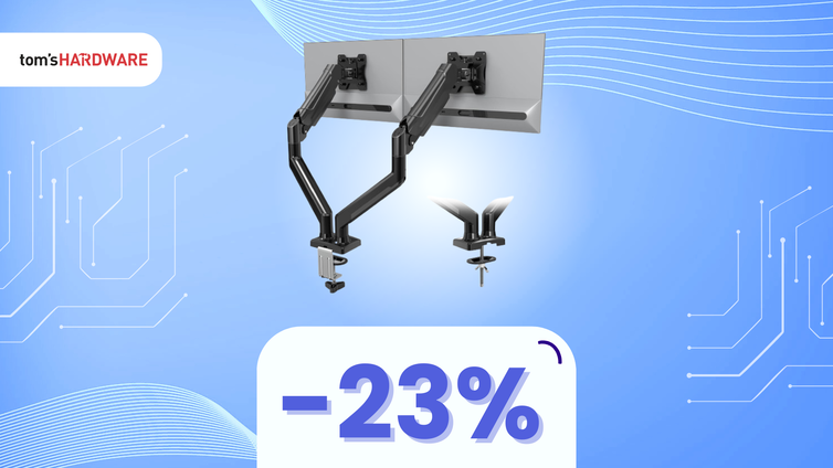 Immagine di Aggiorna il tuo desk con il braccio doppio monitor Bontec, oggi a MENO DI 33€!