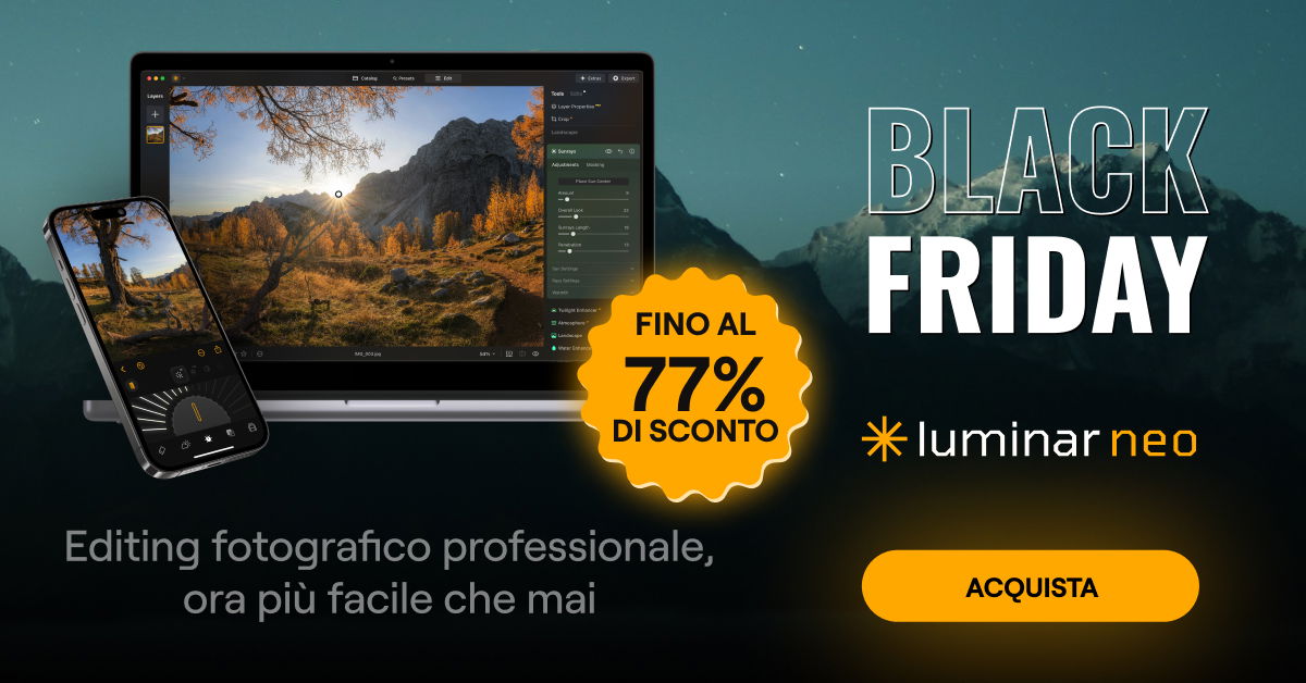 Black Friday Luminar Neo: sconti fino all'87% per foto perfette con AI