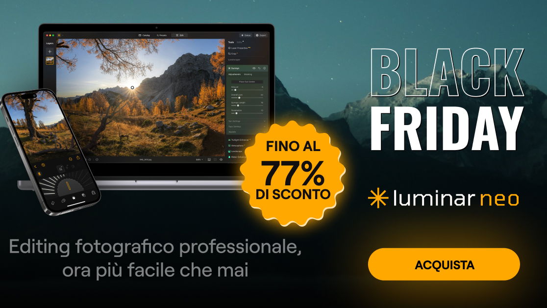Immagine di Black Friday Luminar Neo: sconti fino all'87% per foto perfette con AI