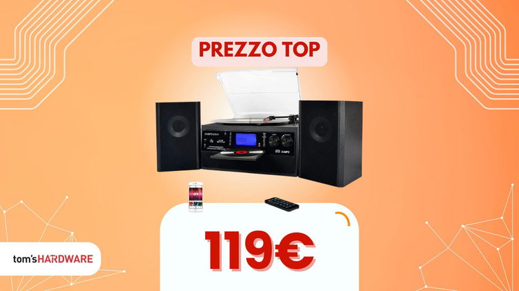 Immagine di Giradischi vintage con audio moderno e altoparlanti separati